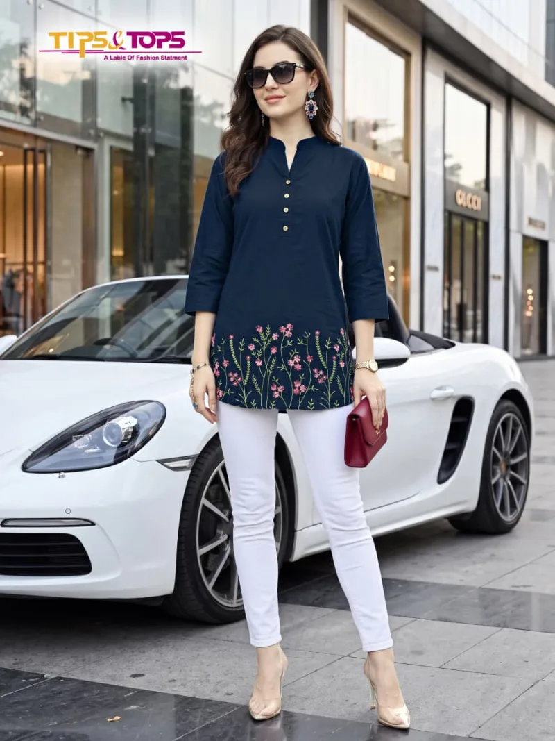 Polo 201 To 206 By Tips And Tops Rayon Embroidery Ladies Top 